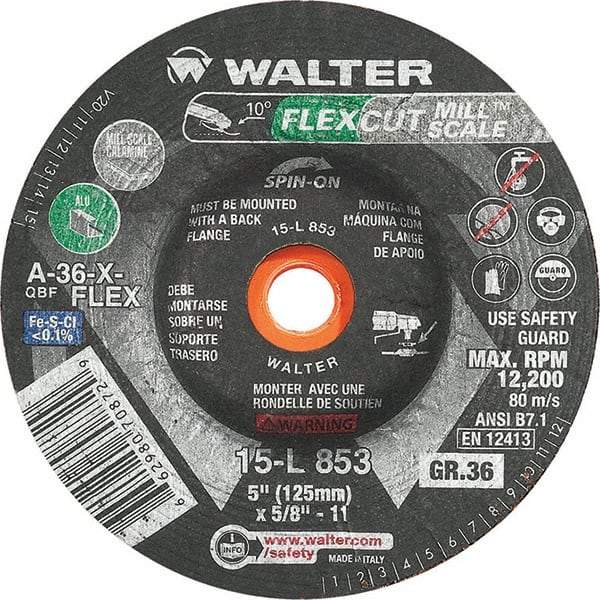 WALTER Surface Technologies - 5" Diam, 36 Grit Surface Grinding Wheel - Exact Industrial Supply