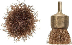 Ampco - 1" Brush Diam, Crimped, End Brush - 1/4" Diam Shank, 20,000 Max RPM - Exact Industrial Supply