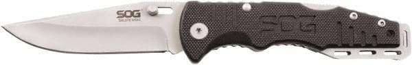 SOG Specialty Knives - 3-7/64" Blade, 7.1" OAL, Straight Clip Point Folding Knife - 4" Closed Length, G-10, 1 Blade, 1 Edge - Exact Industrial Supply