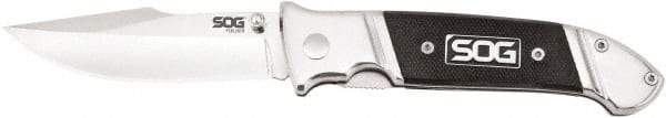 SOG Specialty Knives - 3-19/64" Blade, 7.8" OAL, Straight Clip Point Folding Knife - 4-1/2" Closed Length, G-10, 1 Blade, 1 Edge - Exact Industrial Supply