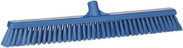 Vikan - 24" Combo Duty Polyester Push Broom - 2" Bristle Length, Plastic Block, European Threaded Handle Connection - Exact Industrial Supply