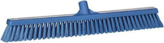 Vikan - 24" Combo Duty Polyester Push Broom - 2" Bristle Length, Plastic Block, European Threaded Handle Connection - Exact Industrial Supply