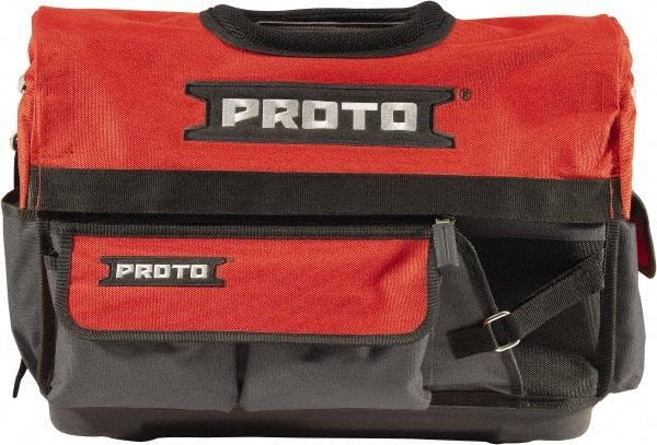 Proto - 10 Pocket Gray & Red Polyester Tool Bag - 20" Wide x 11" Deep x 15" High - Exact Industrial Supply