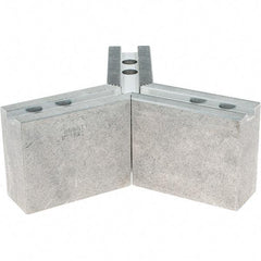 Abbott Workholding Products - 1.5mm x 60° Serrated Attachment, Square Soft Lathe Chuck Jaw - 3 Jaws, Aluminum, 63/64" Btw Mount Hole Ctrs, 4" Long x 1-1/2" Wide x 3" High, 0.5512" Groove, 0.4724" & 12mm Fastener - Exact Industrial Supply