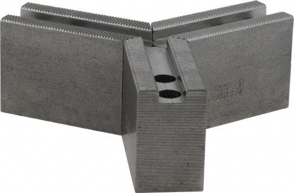 Abbott Workholding Products - 1.5mm x 60° Serrated Attachment, Square Soft Lathe Chuck Jaw - 3 Jaws, Steel, 0.7874" Btw Mount Hole Ctrs, 3" Long x 1-1/4" Wide x 2" High, 0.4724" Groove, 0.3937" & 10mm Fastener - Exact Industrial Supply