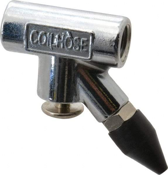 Coilhose Pneumatics - 150 Max psi Rubber Inline Blow Gun - 1/4 NPT, 3/4" Tube Length, Chrome Plated Zinc - Exact Industrial Supply