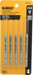 DeWALT - 3" Long, 14 Teeth per Inch, High Carbon Steel Jig Saw Blade - Toothed Edge, 0.3" Wide x 0.035" Thick, T-Shank - Exact Industrial Supply