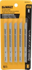 DeWALT - 4" Long, 8 Teeth per Inch, High Carbon Steel Jig Saw Blade - Toothed Edge, 1/4" Wide x 0.06" Thick, U-Shank - Exact Industrial Supply