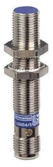 Telemecanique Sensors - PNP, NC, 4mm Detection, Cylinder Shielded, Inductive Proximity Sensor - 3 Wires, IP67, IP69K, 12 to 48 VDC, M12x1 Thread, 2.44 Inch Long - Exact Industrial Supply