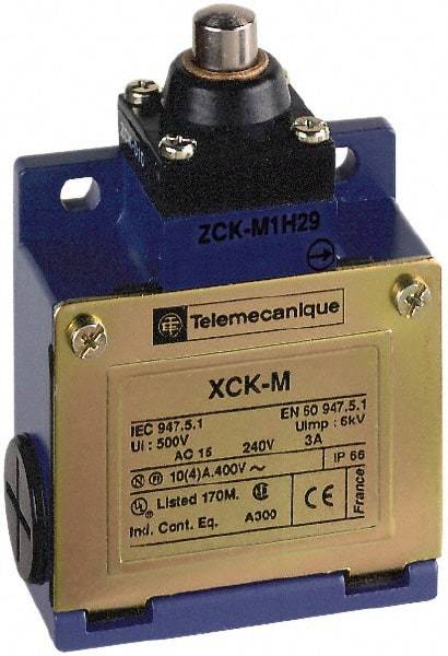 Telemecanique Sensors - SPDT, NC/NO, 240 VAC, 250 VDC, Screw Terminal, End Plunger Actuator, General Purpose Limit Switch - 1, 2, 4, 6, 12, 13, 6P NEMA Rating, IP66 IPR Rating - Exact Industrial Supply