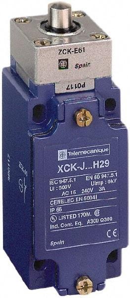 Telemecanique Sensors - SPDT, NC/NO, 240 VAC, 250 VDC, Screw Terminal, End Plunger Actuator, General Purpose Limit Switch - 1, 2, 3, 4, 12 NEMA Rating, IP66 IPR Rating - Exact Industrial Supply