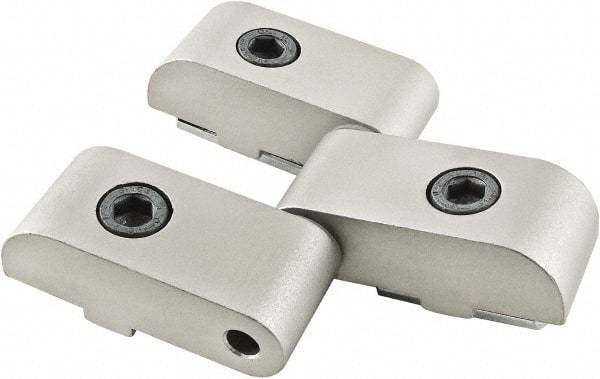80/20 Inc. - 57mm Long x 43.6mm Wide x 13mm Thick, Heavy Duty Hinge - Aluminum, Clear Anodized Finish - Exact Industrial Supply