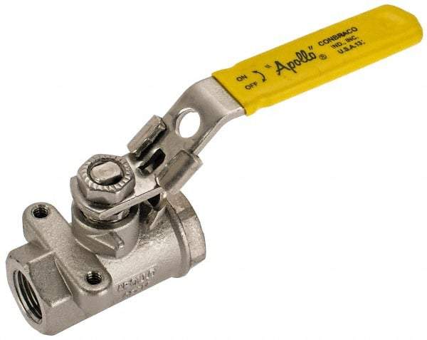 Apollo - 3/8" Pipe, Standard Port, Stainless Steel Standard Ball Valve - 2 Piece, NPT Ends, Locking Lever Handle, 600 WOG, 150 WSP - Exact Industrial Supply
