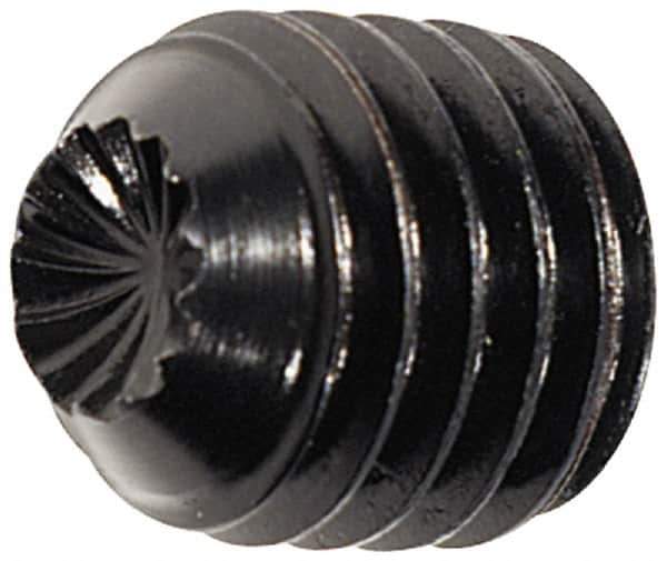 Value Collection - #4-40 UNC, 3/16" OAL, Knurled Cup Point Set Screw - Grade 8 Alloy Steel, 0.05" Key - Exact Industrial Supply