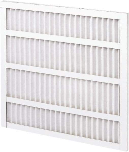 Made in USA - 12" Noml Height x 16" Noml Width x 1" Noml Depth, 35% Capture Efficiency, Wireless Pleated Air Filter - MERV 8, Synthetic, Integrated Clay Coated Paper Board Frame, 300 Max FPM, 400 CFM, For Any Unit - Exact Industrial Supply