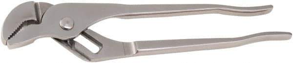 Aven - 9-1/2" OAL, 1-1/4" Max Capacity, 25mm Jaw Length x 1/4" Jaw Width, 4 Position Groove Joint Tongue & Groove Pliers - Serrated Angled Jaws, Angle Head, Stainless Steel Handles - Exact Industrial Supply