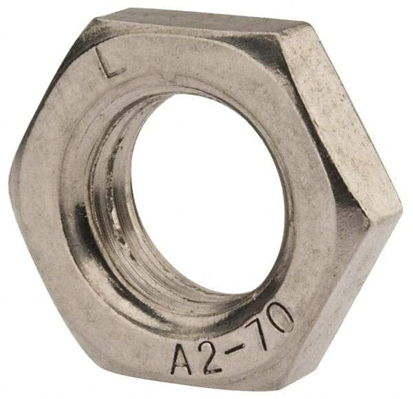 Value Collection - M18x2.50 Metric Coarse Stainless Steel Right Hand Hex Jam Nut - 27mm Across Flats, 9mm High, Uncoated - Exact Industrial Supply