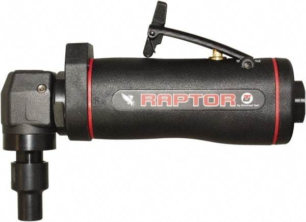 Universal Tool - Angle Handle, Angle Air Die Grinder - 12,000 RPM, Dual Capable Exhaust, 3 CFM, 0.4 hp, 90 psi - Exact Industrial Supply