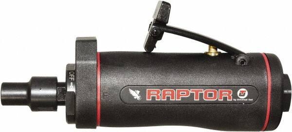 Universal Tool - 1/4" Collet, Straight Handle, Straight Air Die Grinder - 25,000 RPM, Dual Capable Exhaust, 3.5 CFM, 0.4 hp, 90 psi - Exact Industrial Supply