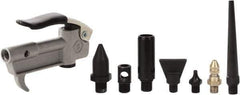 Value Collection - 8 Piece Aluminum Body Air Gun Kit - 1/4 NPT Inlet, 150 Max psi, Aluminum Hose - Exact Industrial Supply