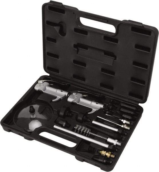 Value Collection - 21 Piece Aluminum Body Air Gun Kit - 1/4 NPT Inlet, 150 Max psi, Aluminum Hose - Exact Industrial Supply