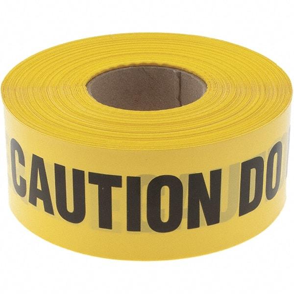 Value Collection - 1,000' Long x 3" Wide Roll, Polyethylene, Black & Yellow Barricade Tape - Message: Caution - Do Not Enter - Exact Industrial Supply