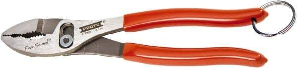 Proto - 8" OAL, 2-3/32" Jaw Length, 1-5/16" Jaw Width, Tethered, Slip Joint Pliers - 2 Positions, Slip Joint Head, Slip Joint Plier Tool - Exact Industrial Supply