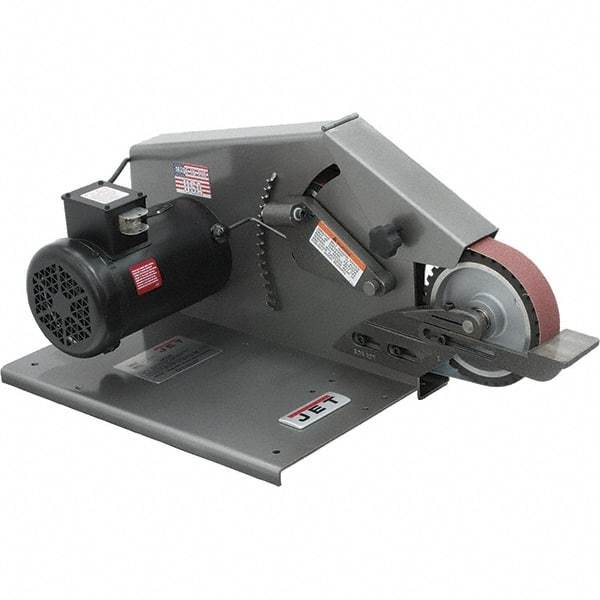 Jet - 72 Inch Long x 2 Inch Wide Belt Grinder - 1 hp, 115/230 Volts, 1750 RPM Disc Speed, Horizontal Belt, 4,600 Ft. per Min Belt Speed - Exact Industrial Supply