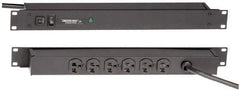 Wiremold - 6 Outlets, 120 Volts, 20 Amps, 6' Cord, Power Outlet Strip - 1 Circuits, Rack Mount, 5-15P NEMA Configuration, 19" Strip, cULus, UL Listed File 1449 - Exact Industrial Supply