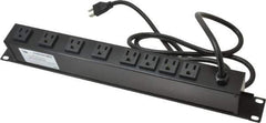 Wiremold - 8 Outlets, 120 Volts, 15 Amps, 6' Cord, Power Outlet Strip - 1 Circuits, Rack Mount, 5-15R NEMA Configuration, 19" Strip, cULus, UL Listed File 1449 - Exact Industrial Supply