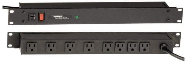 Wiremold - 8 Outlets, 120 Volts, 15 Amps, 15' Cord, Power Outlet Strip - 1 Circuits, Rack Mount, 5-15R NEMA Configuration, 19" Strip, cULus, UL Listed File 1449 - Exact Industrial Supply