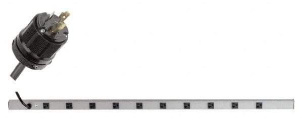 Wiremold - 10 Outlets, 120 Volts, 20 Amps, 6' Cord, Power Outlet Strip - Rack Mount, L5-20P NEMA Configuration, 48" Strip, cULus, UL Listed File 1449 - Exact Industrial Supply