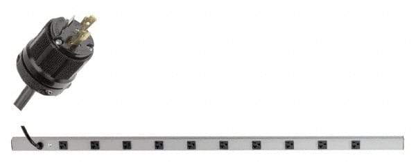 Wiremold - 10 Outlets, 120 Volts, 20 Amps, 15' Cord, Power Outlet Strip - Rack Mount, L5-20P NEMA Configuration, cULus, UL Listed File 1449 - Exact Industrial Supply