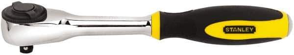 Stanley - 3/8" Drive Pear Head Ratchet - Chrome Finish, 9" OAL, 60 Gear Teeth, Rotator Head - Exact Industrial Supply