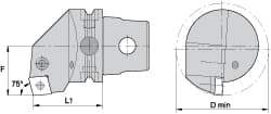 Kennametal - Left Hand Cut, Size KM63, CN.. Insert Compatiblity, Internal Modular Turning & Profiling Cutting Unit Head - 43mm Ctr to Cutting Edge, 60mm Head Length, Through Coolant, Series Kenlever - Exact Industrial Supply