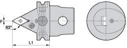Kennametal - Left Hand Cut, Size KM63, DN.. Insert Compatiblity, External Modular Turning & Profiling Cutting Unit Head - 60mm Head Length, Through Coolant, Series Kenlever - Exact Industrial Supply