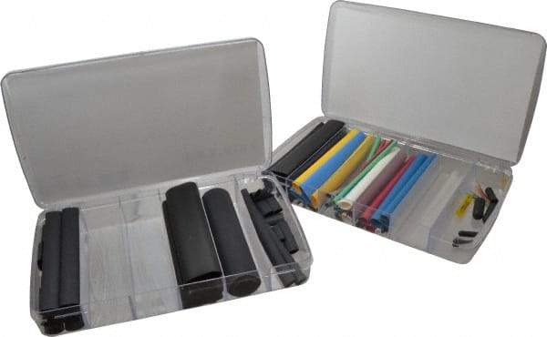 Alpha Wire - 147 Piece, Heat Shrink Electrical Tubing Kit - FEP, Nylon, Polyolefin, PTFE, PVC, PVDF, SR-XLPO and XLPO - Exact Industrial Supply