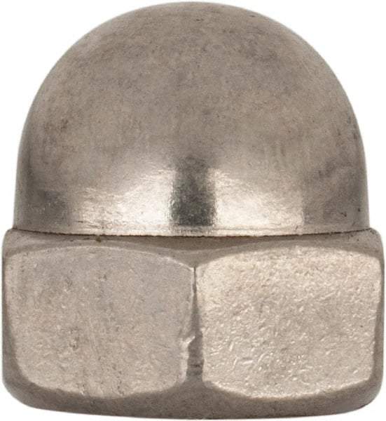 Value Collection - M10x1.5 Metric Coarse, 17mm Width Across Flats, Uncoated, Stainless Steel Acorn Nut - 18mm Overall Height, Austenitic A2, DIN 1587 - Exact Industrial Supply