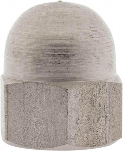 Value Collection - M18x2.5 Metric Coarse, 27mm Width Across Flats, Uncoated, Stainless Steel Acorn Nut - 30mm Overall Height, Austenitic A2, DIN 1587 - Exact Industrial Supply