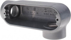 Thomas & Betts - LL Body, 1-1/4" Trade, IMC, Rigid Aluminum Conduit Body - Oval, 6-1/2" OAL, 32 cc Capacity, Gray - Exact Industrial Supply