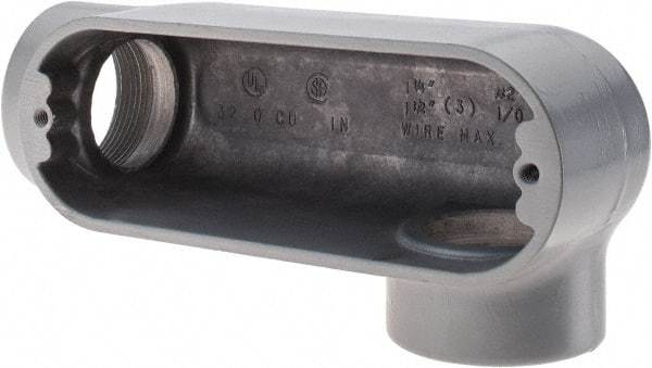 Thomas & Betts - LL Body, 1-1/2" Trade, IMC, Rigid Aluminum Conduit Body - Oval, 6-1/2" OAL, 32 cc Capacity, Gray - Exact Industrial Supply