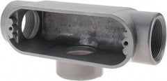 Thomas & Betts - T Body, 1-1/2" Trade, IMC, Rigid Aluminum Conduit Body - Oval, 7-7/8" OAL, 32 cc Capacity, Gray - Exact Industrial Supply
