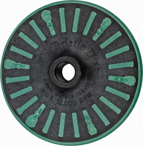 3M - 4-1/2" 50 Grit Ceramic Straight Disc Brush - Coarse Grade, Threaded Hole Connector, 3/4" Trim Length, 5/8-11 Threaded Arbor Hole - Exact Industrial Supply