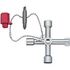 Wiha - Pullers, Extractors & Specialty Wrenches Type: Cabinet Key Capacity: Slotted & Phillips Insert Bits, Square 5, 6, 8mm, Triangle 9mm, 2-way Key Bit 5mm ID/9mmOD - Exact Industrial Supply