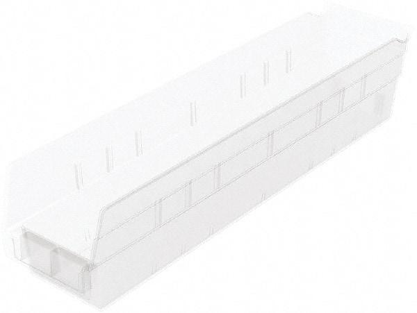 Akro-Mils - 123 Lb. Load Capacity, 17-7/8" Deep, Clear Hopper Shelf Bin - 4" High x 4-1/8" Wide x 17-7/8" Long - Exact Industrial Supply