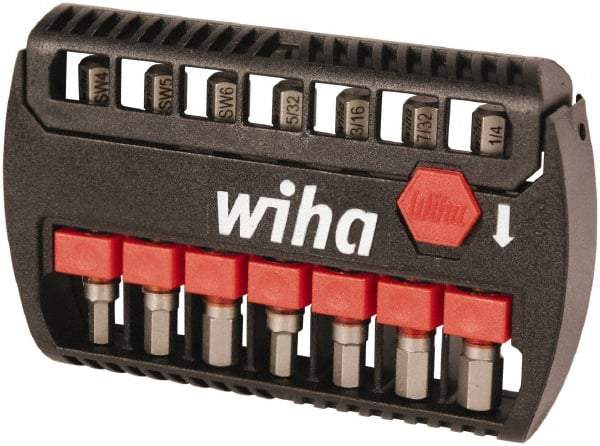 Wiha - 7 Piece, Bit Set - 5/32 to 1/4", 4 to 6mm Hex, Hex Point - Exact Industrial Supply