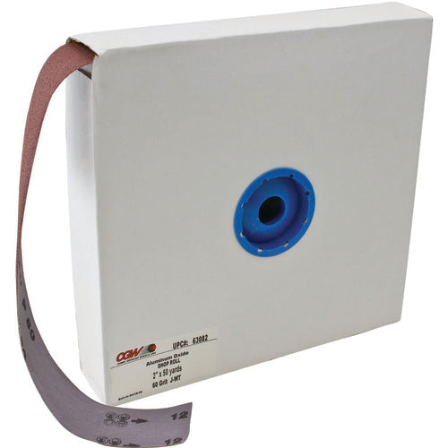 1″ × 50 yard - 220 Grit - Premium Aluminum Oxide - Resin over Resin - Shop Roll - Exact Industrial Supply