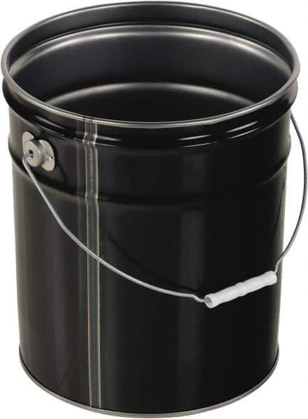 Vestil - 5 Gal Black Steel Pail - 13-3/8" High - Exact Industrial Supply