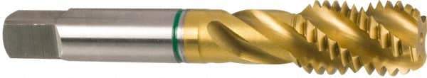 Guhring - M8x1.25 Metric Coarse 3 Flute 6H Modified Bottoming Spiral Flute Tap - Cobalt, TiN Finish, 2.72" OAL, Right Hand Flute, Right Hand Thread, Series 3921 - Exact Industrial Supply