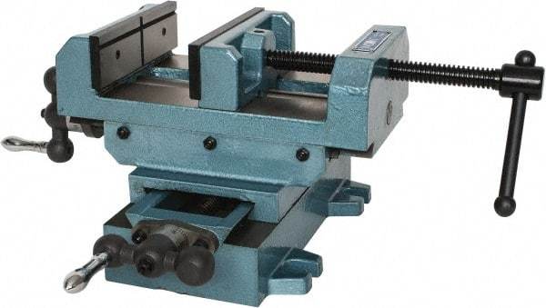 Wilton - 6" Jaw Opening Capacity x 2" Throat Depth, Horizontal Drill Press Vise - 6" Wide x 2" High Jaw, Cross Slide Base, Standard Speed, 9-1/2" OAL x 7-1/4" Overall Height, Cast Iron - Exact Industrial Supply